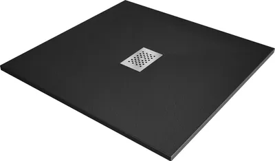Image de Mexen Hugo receveur de douche carré SMC 100 x 100 cm, noir, couvercle inox - 42701010-X