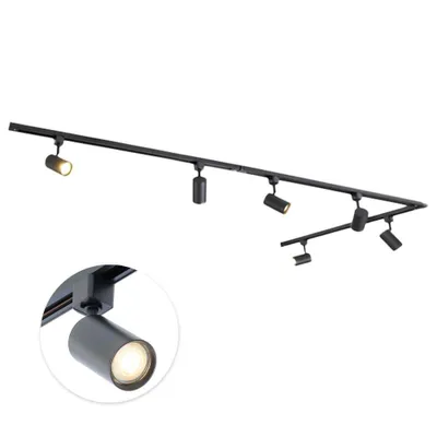 Produktbild von Qub Focus III - 1-Phasen LED Schienensystem - 400cm - L-Form - 6x GU10 - Schwarz