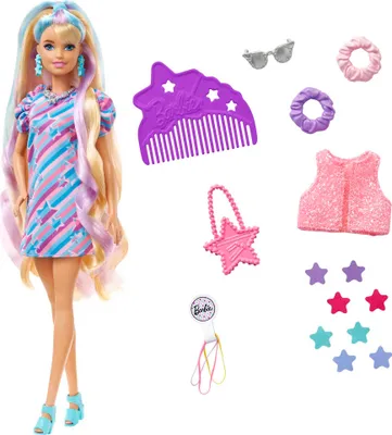 Produktbild von Barbie Totally Hair Puppe (blond/bunte Haare) inkl. Styling-Zubehör