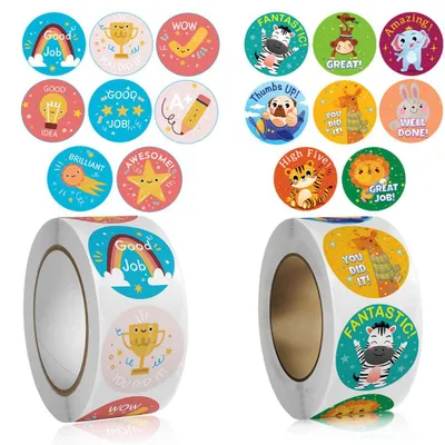 Lehrer-Sticker 1000 Stück, 25 mm, 16 Motive, für Kinder