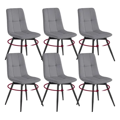 Produktbild von VASAGLE Esszimmerstühle 6er Set, 360° Drehbar, Ergonomischer Samtstuhl, 43 x 52 x 83 cm, Grau