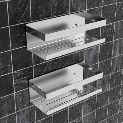 Image de Support de douche à pince en acier inoxydable, couleur argent, sans perçage