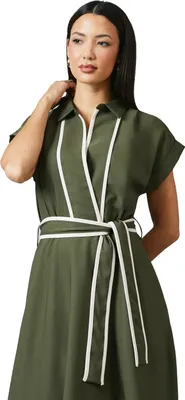 Produktbild von Principles - Midikleid Mit Kragen für Damen DH8032 (38 DE) (Khakigrün)