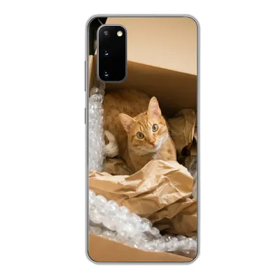 Produktbild von MuchoWow® Handyhülle Schutzhülle Hülle für Samsung Galaxy S20 Katze - Box - Rot Silikon Softcase Handy Hülle - Bild