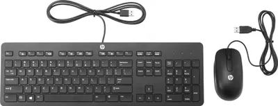 Produktbild von HP Slim USB Keyboard & Mouse, Volle Größe (100%), Kabelgebunden, USB, QWERTY, Schwarz, Maus enthalten