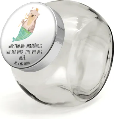 Produktbild von Mr. & Mrs. Panda Kaffeedose Wassermann Astrologie L 870ml - Weiß - Geschenk, Geburtstagsgeschenk, Sternzeichen, Lebensmittelbehälter, Teedose, aufbewahrungsglas