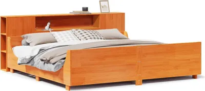 Produktbild von vidaXL Massivholzbett ohne Matratze Wachsbraun 200x200 Kiefernholz