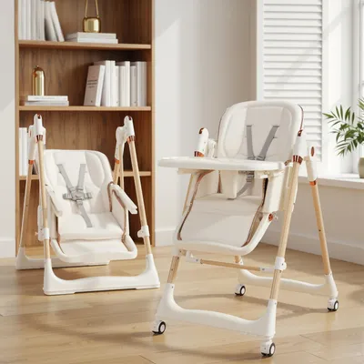 Produktbild von OYAJIA Hochstuhl Kinderstuhl Stuhl Baby Kinderstuhl Klappbar mit Esstablett Baby & Kinder Hochstuhl Babyliege Höhenverstellbar, Räder Klappbar