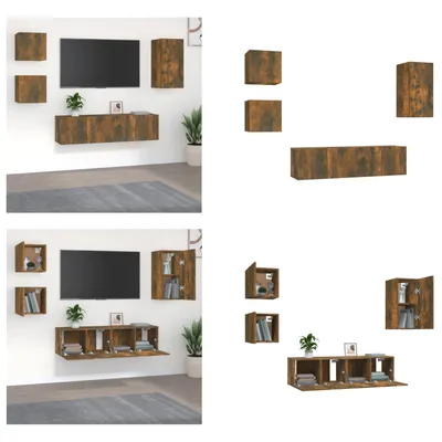 Produktbild von vidaXL 5 tlg. TV Schrank Set Räuchereiche Holzwerkstoff - TV-Schrank-Set - TV-Schrank-Sets - Wohnwand - Schrankwand
