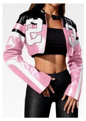 Produktbild von Cropped Lederjacke für Damen, lässige Motorradjacke mit Reißverschluss und Stehkragen, Bikerjacke im Y2K-Stil, Bomberjacke aus Kunstleder, Gothic Punk Jacke, Übergangsjacke für Streetwear