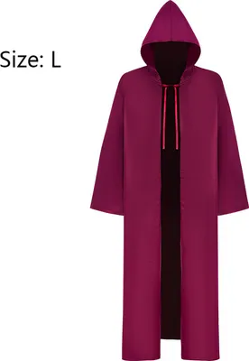 Produktbild von Party Halloween Gothic Cape Cod Kostüm mittelalterliche Kapuze Robe Stoff Halloween Kostüme für Männer und Frauen, rot, L