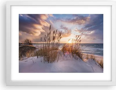 Produktbild von Gerahmtes Poster - Weißer Rahmen - Westen auf der Strand - 40x30 cm - Wand Bild - Wanddeko - Wandbilder - Kunstposter - Wandposter - Bilderrahmen - Bilder - Kunstdruck - P2WAA40x30-4710