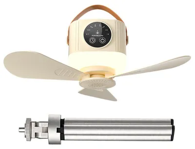 Produktbild von Akku Deckenventilator mit LED Licht, Camping Ventilator mit Fernbedienung, tragbarer USB Ventilator mit Timer