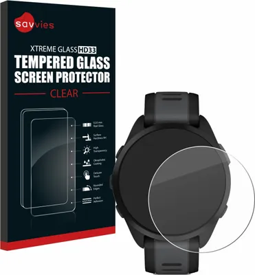 Produktbild von Savvies Schutzglas für Garmin Forerunner 165 / 165 Music Displayschutz 9H Glas klar transparent