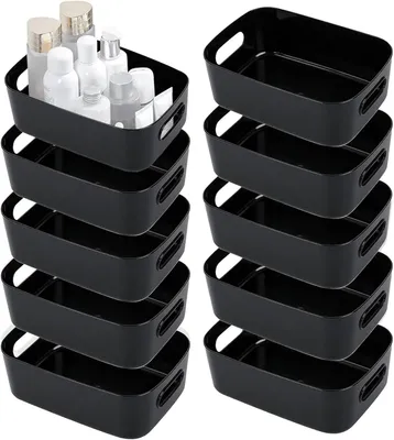 Produktbild von Aufbewahrungsboxen 10 Stücke, 24.5 x 15.5 x 10 cm, schwarz, Kunststoff, für Kosmetik