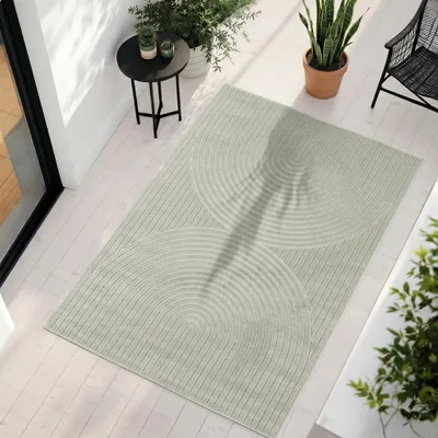 Produktbild von Carpetsale24 Outdoor Teppich, Modern Boho Design, 3D Effekt, Robust und UV-Beständig, ideal für Terrasse Wohnzimmer & Küche, Grösse: 200x290 cm