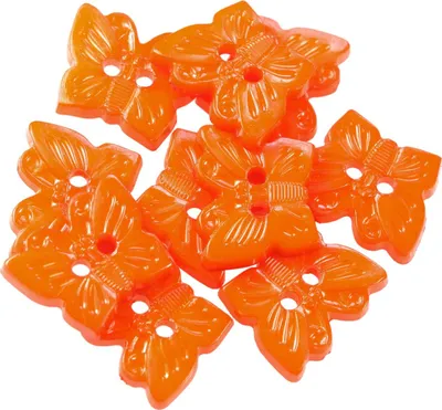 Kinderknopf Schmetterling, 16 x 13 mm, 2-Loch-Knopf, orange
