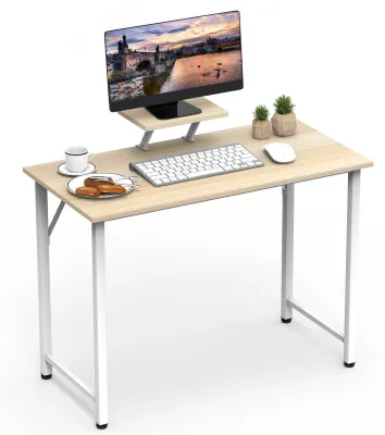 Produktbild von Schreibtisch - Computertisch - Mit Monitorablage - 100 x 50 x 70 cm - Metallgestell - Montage erforderlich - Naturholzfarbe
