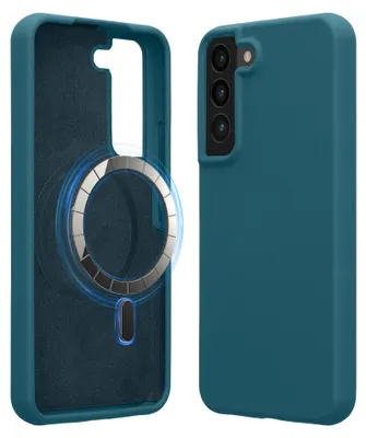 Produktbild von kwmobile Hülle kompatibel mit Samsung Galaxy S22 Hülle - magnetisches Silikon Case kompatibel mit MagSafe - Cover gummiert Petrol matt