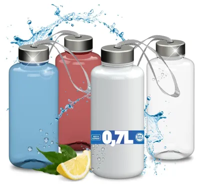 Image de Gourde 0,7 L « Pure » - Gourde sans BPA en Tritan avec bouchon en acier inoxydable anti-fuites - Transparente
