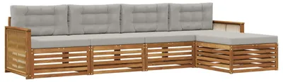 Image de vidaXL Ensemble de canapés d'extérieur avec coussins 5 pièces Naturel et gris clair