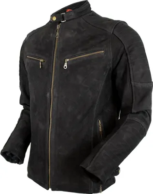 Produktbild von Biker Lederjacke aus Büffel Leder Motorradjacke mit Protektoren Schwarz Gesteppt(4XL)