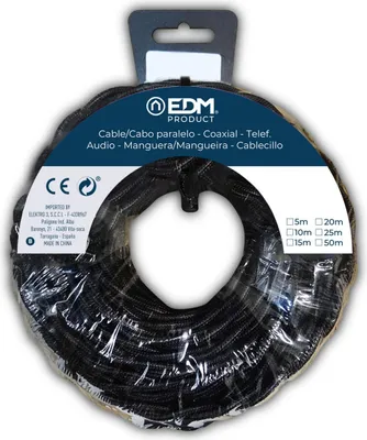 Imagen del producto de Cable EDM, 2 x 1,5 mm, color negro, 25 metros