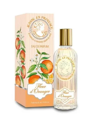 A bottle of perfume and its packaging are displayed against a white background.