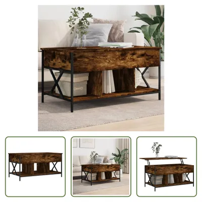 Produktbild von The Living Store Couchtisch Räuchereiche 100x55x50 cm Holzwerkstoff und Metall