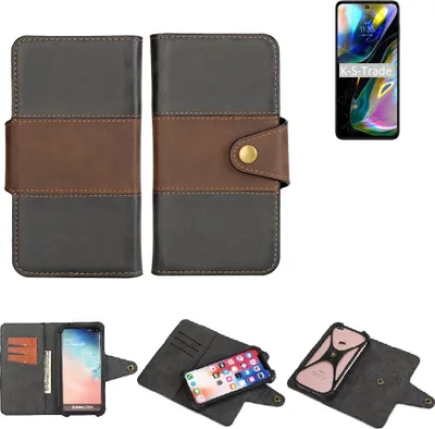 Produktbild von K-S-Trade Handyhülle Schutzhülle Hülle Bookstyle Wallet-Case kompatibel mit Motorola Moto G71s Bumper Rundumschutz schwarz-braun 1x