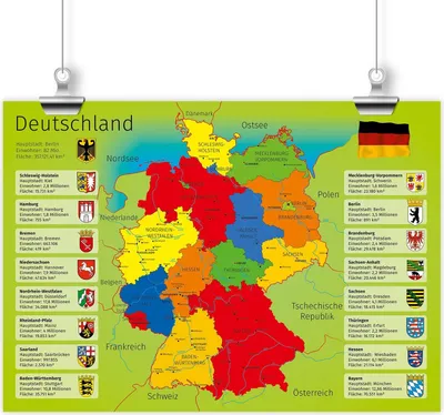 Produktbild von Kinder Lernposter Deutschland - Größe: DIN A3 - 420 x 297 mm