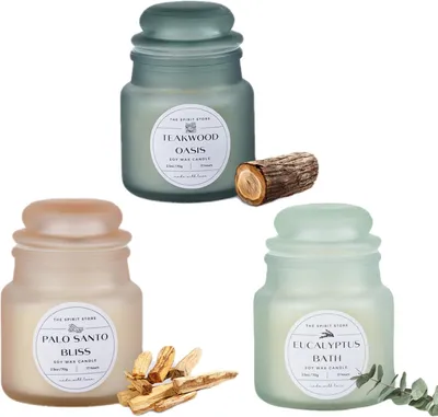Productafbeelding van Geurkaarsenset, kerstcadeau voor vrouwen, vriendin voor verjaardag, wellness-cadeau, natuurlijk soja, groot