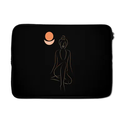 Produktbild von MuchoWow® Laptop Hülle 14 ZollFrau - Linienkunst - Gold - Meditation Laptoptasche - Laptoptasche - Stoßsicher - Schutzhaube
