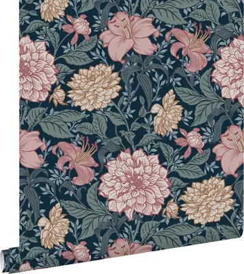 Zdjęcie produktu dla ESTAhome Tapeta zabytkowe kwiaty niebieskimIstarego różu 53 cm x 10.05 m