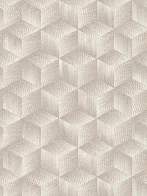 Produktbild von 3D-Optik Vliestapete mit Quadrat-Muster PVC-frei – Grau, Greige, Weiß