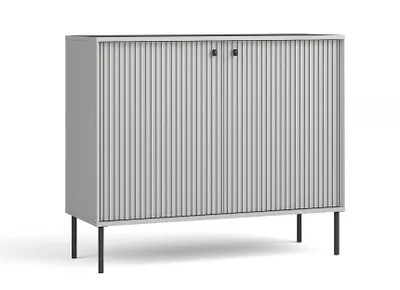 Image de AX LIVING Commode Gris Irelis 105 cm Noir Poignées Moderne