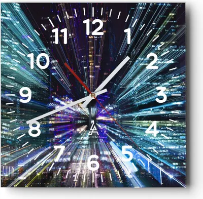 Produktbild von Wanduhr - Quadrat - Glasuhr - Abstraktion modern - 30x30cm - Schleichendes Uhrwerk - Lautlos - zum Aufhängen bereit - Dekoration Modern - Wanddekoration aus Glas - C4AC30x30-4044