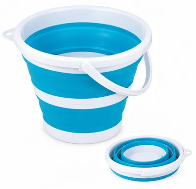 Image de Seau pliable avec poignée - Seau pliable pour nettoyage, en PP et TPR - Bleu