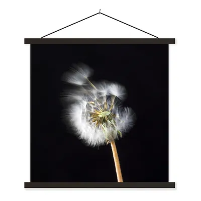 Produktbild von MuchoWow® Textilposter Eine Pollenblume auf schwarzem Hintergrund 60x60 cm mit schwarzem Rahmen - Posteraufhänger