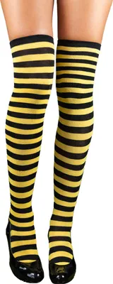 Produktbild von Overknees Kniestrümpfe "Ringelstrümpfe" | Gelb Schwarz gestreift