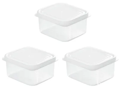Immagine prodotto di 3 contenitori per congelatore con coperchio per la conservazione degli alimenti, 200 ml, scatole riutilizzabili, Prep Store Freeze