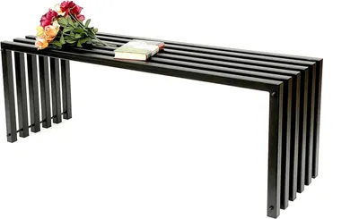 Obrázok produktu pre Kovová záhradná lavička, čierna, 117 cm, parková lavička z kovaného železa, odolná voči poveternostným vplyvom