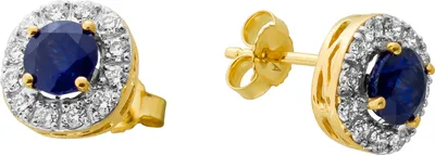 Produktbild von Saphir Ohrringe Gold 585 14K Natur Edelsteine Lab Grown Diamanten