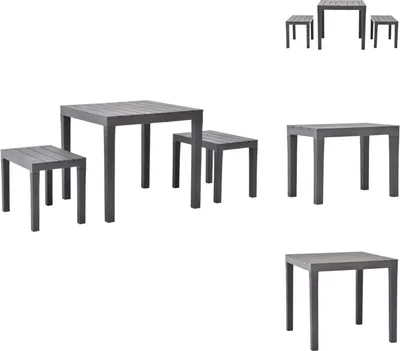 Produktbild von vidaXL Gartentisch mit 2 Bänken Kunststoff Braun - Gartenmöbel-Sets