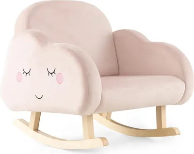 Produktbild von COSTWAY Kindersessel für Kleinkinder, gepolsterter Kindersofa Schaukelstuhl mit Massivholzbeinen, Schaukelsessel Kinderstuhl für Kinderzimmer, Spielzimmer & Kindergarten (Schaukelstuhl, Rosa Wolken)