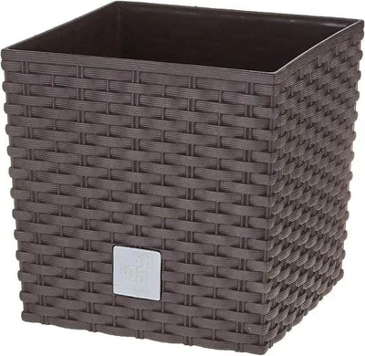 Obrázok produktu pre Ratanový kvetinový košík, tmavohnedý, malý, 17 cm, štvorcový tvar