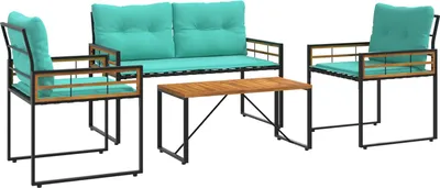 Immagine prodotto di vidaXL Set di mobili da giardino con cuscini 4 pezzi Turchese