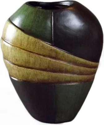 Zdjęcie produktu dla Wazon ceramiczny w kolorach ciemnej zieleni i beżu 21x18x9 cm