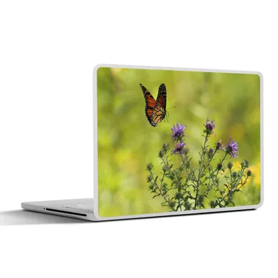 Produktbild von MuchoWow® Laptop Aufkleber Sticker Cover Blumen - Schmetterling - Strauch 36.5x27.5 cm - Laptop-Sticker
