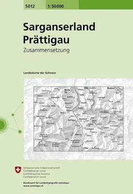 Obrázok produktu pre Swisstopo 1 : 50 000 Región Sarganserland - Prättigau